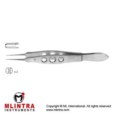 Castroviejo Suture Tying Forcep 1 x 2 Teeth with Tying Platform Stainless Steel, 11 cm - 4 1/4" Tip Size 0.3 mm